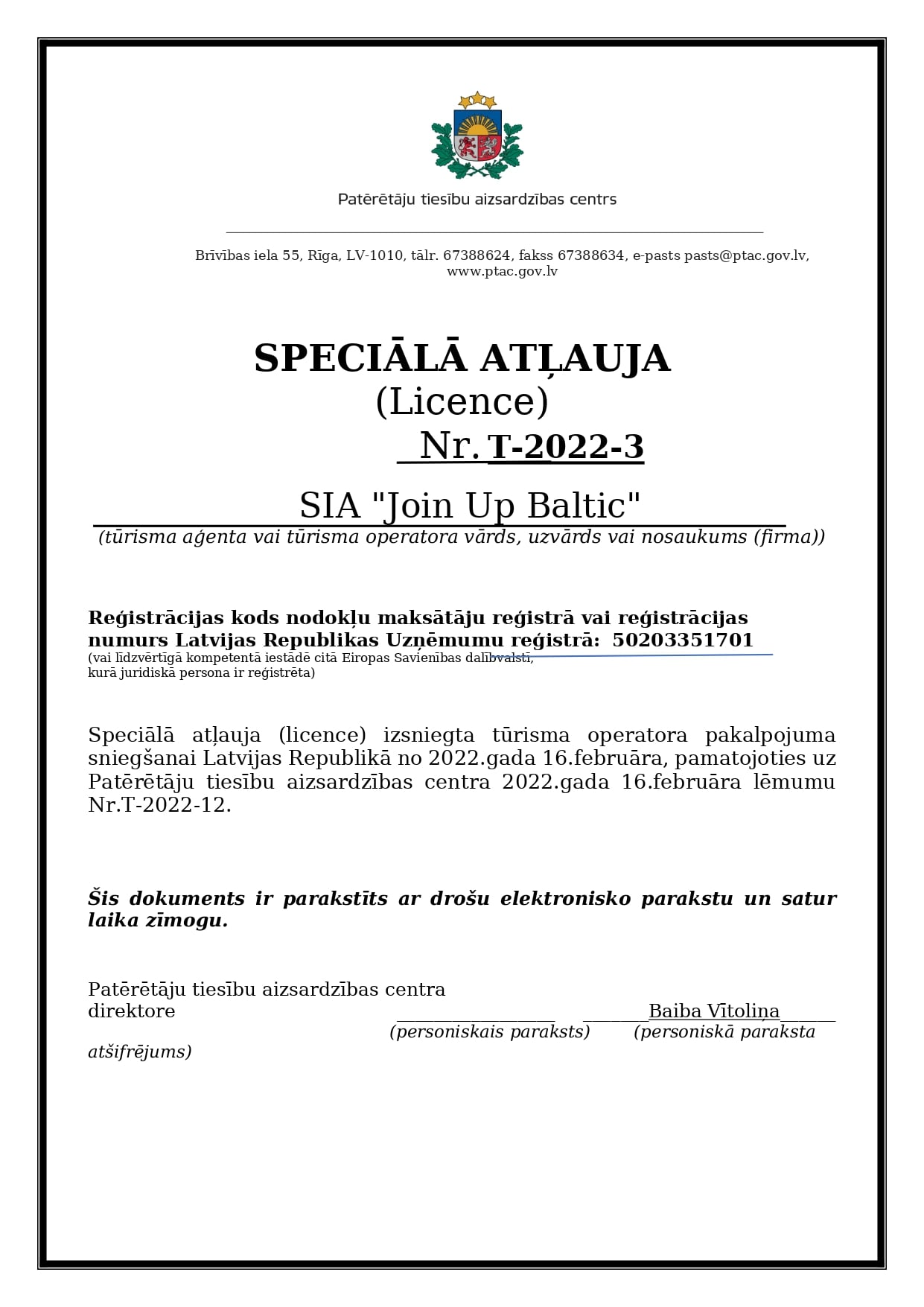 Licencija ir įmonės duomenys